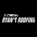 Ryan's Roofing company logo in white text on black background with roof icon