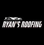 Ryan's Roofing company logo in white text on black background with roof icon