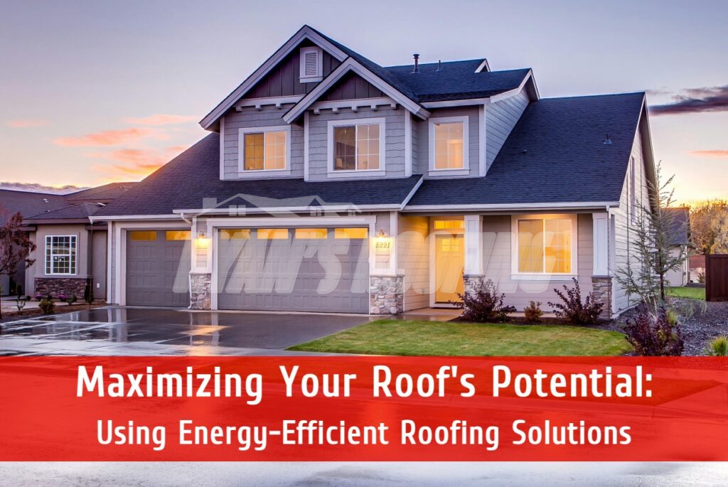 Modern two-story home with energy-efficient roofing at sunset