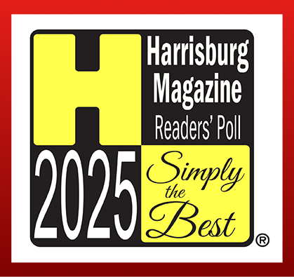 Harrisburg Magazine 2025 Readers' Poll Simply the Best award logo with yellow H