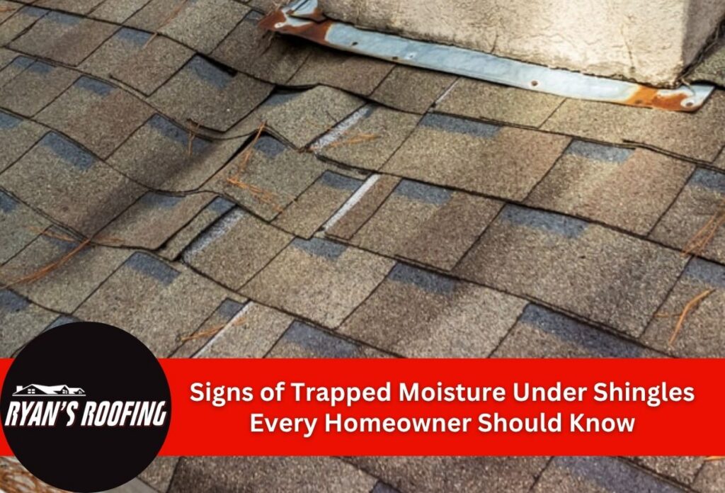 Roof shingles showing signs of wear and moisture issues.