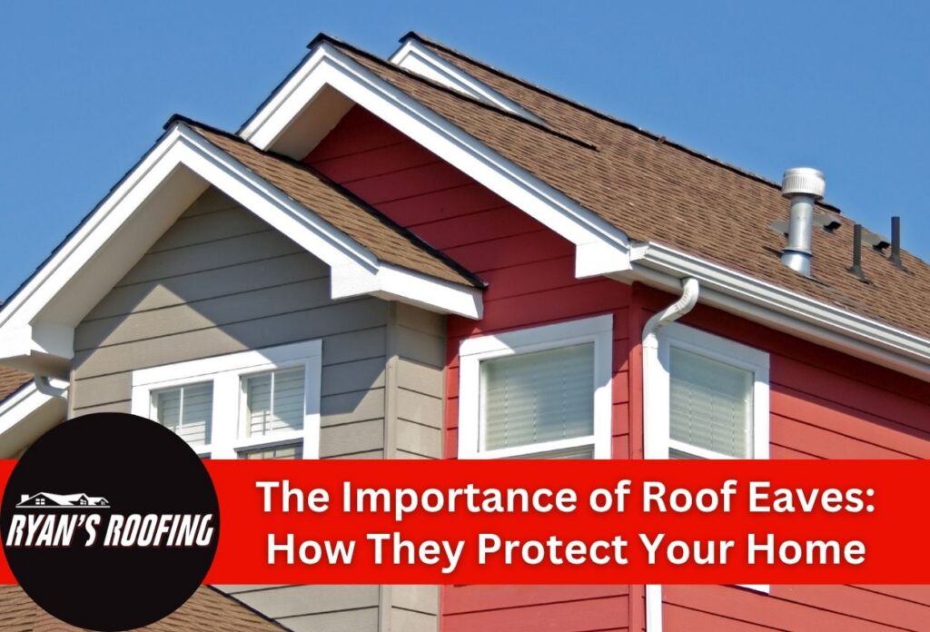 Close-up of house roof eaves with text about their importance for protection.